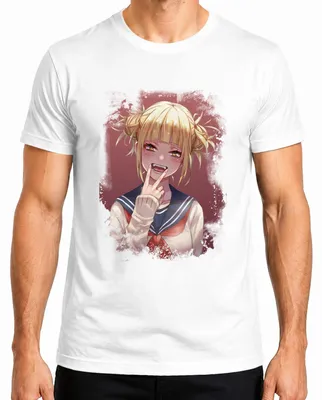 Obrázek produktu pro Himiko Toga Schoolgirl Seifuku Yandere Manga Portrait Vampire Pánské tričko, bílé, XL