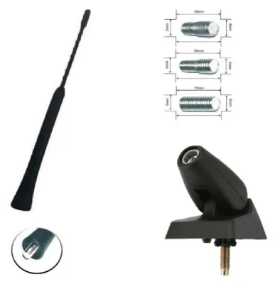 Obrázok produktu pre FM/AM rádiová anténa s dĺžkou 23,5 cm a montážna podstavec na upevnenie pre modely Peugeot 106, 206, 206+, 306, 405, 406, 806, Expert, Partner