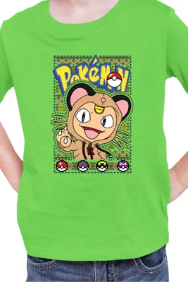 Zdjęcie produktu dla Koszulka Dziecięca Japan Manga Anime Comics Pokemon 031, / Limonkowy