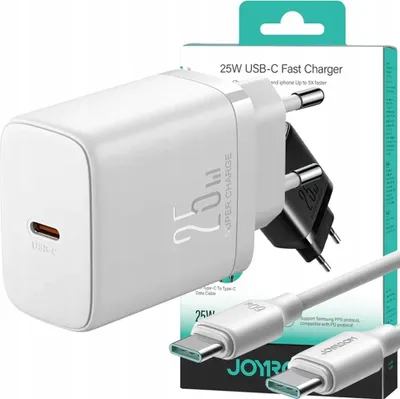 Image de Joyroom Jr-Tcf11 Chargeur rapide jusqu'à 25W + câble Usb-C / Usb-C 1M - Blanc