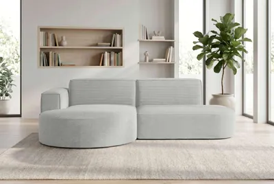 Produktbild von 99rooms Amaris Ecksofa Cordstoff POSO Hellgrau Links