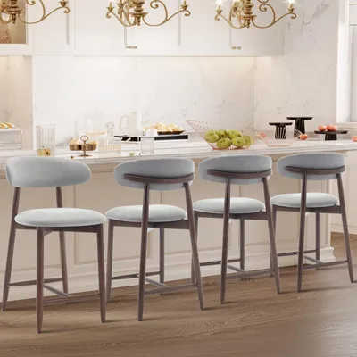 Productafbeelding van COLAMY Barkrukken, set van 4, barkrukken met rugleuning, keukelstoelen met rugleuning