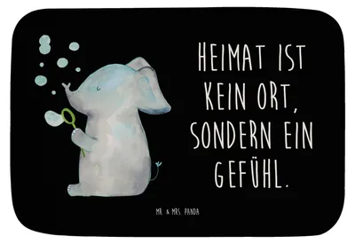 Produktbild von Mr. & Mrs. Panda Badezimmerteppich Elefant Seifenblasen - Schwarz - Geschenk, badezimmermatte, Rüsseltier, Liebe, Elefanten, Liebesspruch, Badvorleger, Lustige Sprüche