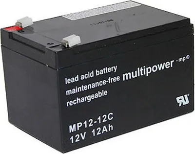 Produktbild von Multipower Blei-Akku MP12-12C Pb 12V / 12Ah Zyklenfest, Faston 6,3