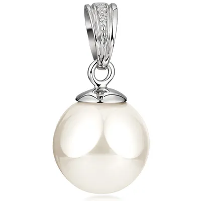 Eleganter Anhänger aus 925er Silber mit einer glänzenden weißen Perle und einem mit funkelnden Zirkonia verzierten Aufhänger für einen edlen, zeitlosen Look.
