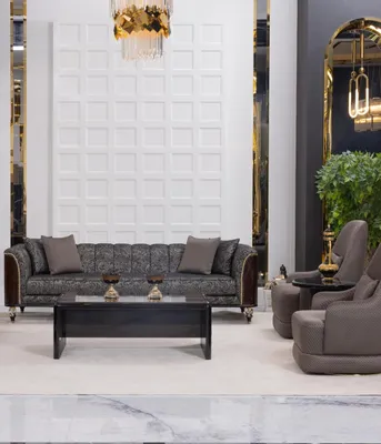 Produktbild von Designer Polstergarnitur Wohnzimmer Möbel Sofa Textilsessel Tische