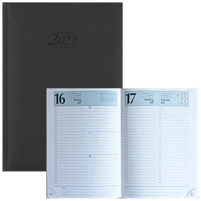 Produktbild von Stylex Buchkalender Cheftimer A5 2027, Jahr / Farbe:2027 / grau/schwarz