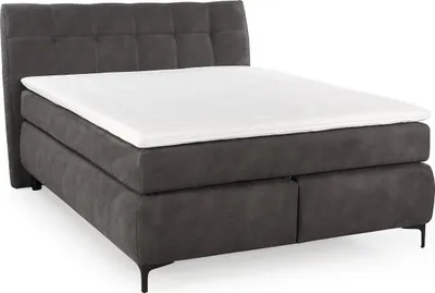 Productafbeelding van Boxspringbed 140x200 cm met Bonell-veringmatras H2, toplaag van microvezel, donkergrijs / 20007