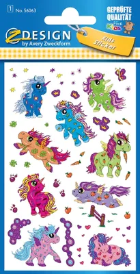 Produktbild von ZDesign KIDS Glitter-Sticker "Einhorn" bunt 1 Blatt à 9 Sticker