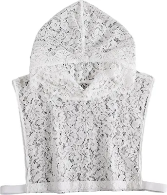 Produktbild von Frauen Gefälschte Kragen Mit Kapuze Ärmellose Durchsichtige Stickerei Spitze Blume Gefälschte Hoodie Hut Sweatshirt Zubehör