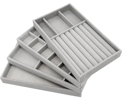 Produktbild von Famanu Schmuckorganizer mit 4 stapelbaren Fächern - grau
