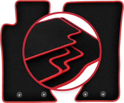 Produktbild von Fußmatten Automatten Velours Schwarz/Rot für Mazda MX-5 IV 2014- Set 2-tlg