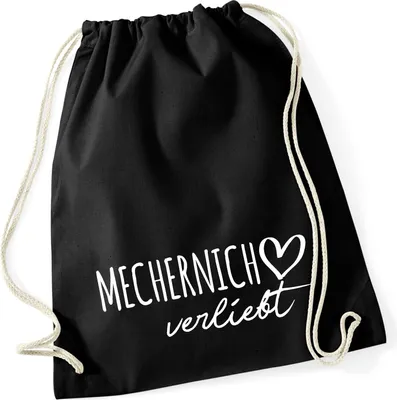 Produktbild von Huuraa Turnbeutel Mechernich verliebt 12 Liter Black Baumwolle Rucksack Geschenkidee