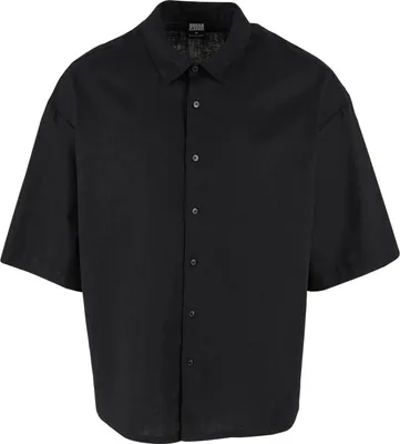 Produktbild von Urban Classics - Boxy Baumwolle Leinen Hemd schwarz - 3XL