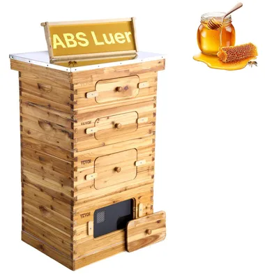 Productafbeelding van VEVOR bijenkorf, 40 kaders, Zander-type bijenkast, gemaakt van cederhout met een bijenwaslaag, inclusief 2 diepe en 2 middelgrote bijenkasten, Langstroth-bijenkorfset, met transparante acrylramen en funderingen