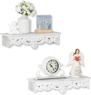 Produktbild von Famanu Wandregal Vintage Holzregal - Set aus 2 rustikalen hängenden Regalen