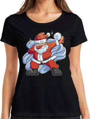 Produktbild von Dabbing Santa Clause - Weihnachten Weihnachtsgeschenk Christmas Damen T-Shirt, Schwarz, 3XL