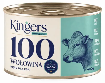 Zdjęcie produktu dla KINGERS 100 Wołowina 400 g karma mokra uzupełniająca dla psów