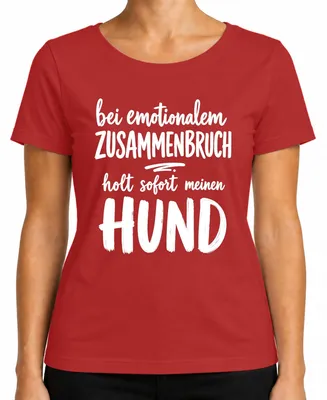 Immagine prodotto di T-shirt da donna "Bei emotionalem Zusammenbruch", con scritta sarcastica, colore rosso, taglia XXL