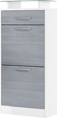 Produktbild von Vladon Schuhschrank Loret V2, Schuhkipper für 8 Paar Schuhe mit 2 Klappen, 1 Schublade und Glasablage, Weiß matt/Avola-Anthrazit (46 x 104 x 23 cm)