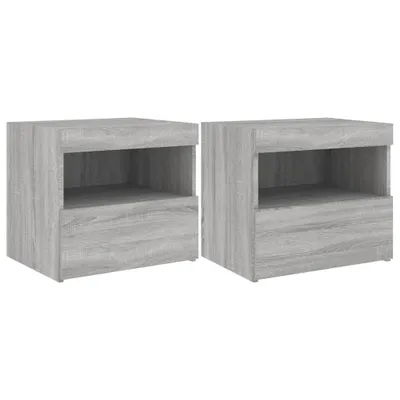 Immagine prodotto di Comodini con Luci LED 2pz Grigio Sonoma 50x40x45 cm