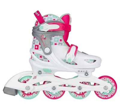 Produktbild von Nijdam inline-Skates SK8 Star 82A weiß/fuchsia Größe 33-36