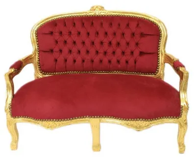 Produktbild von Casa Padrino Barock Kinder Sitzbank - Edle Bank im Antik Stil, Bordeaux Rot / Gold, 90 x 38 x 67 cm