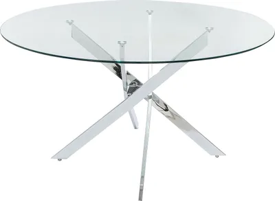 Produktbild von Runder Esstisch für 4 Personen aus gehärtetem Glas und verchromtem Metall - Transparent - COSIMA