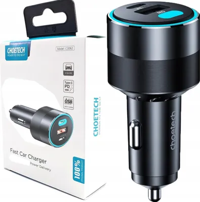 Immagine prodotto di Choetech Caricabatterie da auto Tc0011 130W 2X Usb C 1X Usb A (nero)