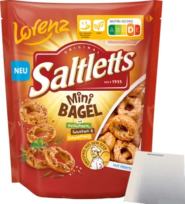 Produktbild von Lorenz Saltletts Mini Bagel (100g Packung) + usy Block