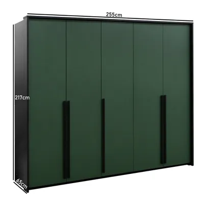 Produktbild von BETTSO Drehtürenschränke Kleiderschrank Schrank GENUA 255 mit schwarzen Griffen / grün