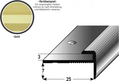 Produktbild von Einschubprofil "Eyeries" mit Nase für Designbeläge, Einfasshöhe 3 mm, Aluminium eloxiert, gebohrt-goldfarbig-900