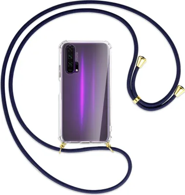 Produktbild von Handykette Backcover-Schutzhülle mit Band (Metall goldfarben) für Honor 20 Pro - dunkelblau