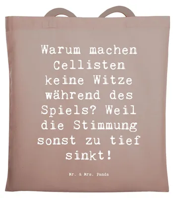 Produktbild von Mr. & Mrs. Panda Beutel Spruch Cello Witz Verdorben - Braun Pastell - Geschenk, Instrument, Shopping Tasche, Orchester, Laptoptasche, Musiker, Lernen, Musikinstrument