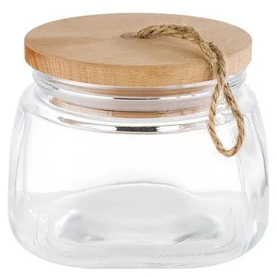 Produktbild von APS 82255 Vorratsglas WOODY, mit Holzdeckel, 14 x 14 cm, Höhe 11 cm, 1 Liter