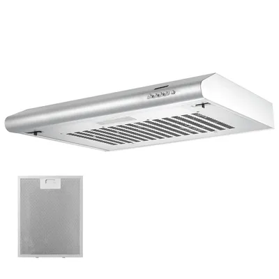 Produktbild von Heinner CH-201SS Unterbau-Dunstabzugshaube 60 cm, 209,7 m³/h, 3 Stufen, 85 W Motor, Umluft, Silber