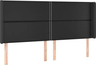 Produktbild von Kopfteil mit Ohren Schwarz 203x16x118/128 cm Kunstleder