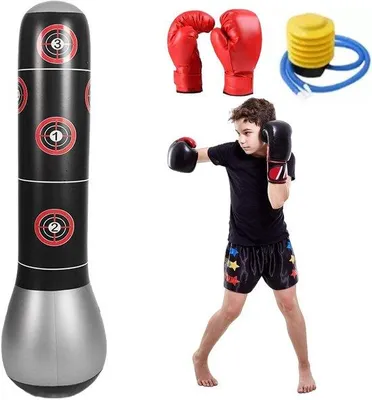 Obrázek produktu pro Boxovací pytel pro děti, box a karate s boxerskými rukavicemi – nafukovací (150 cm)