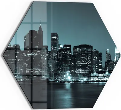 Produktbild von DEQORI Glasbild Echtglas 55x48 cm 'Manhattan am Abend' Wandbild Bild modern Deko
