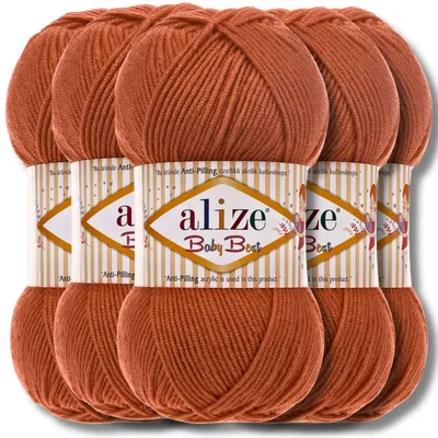 Imagen del producto de Alize 5x 100g Baby Best, hilo antibolitas, de color sólido, ideal para tejer a crochet o a dos agujas (color Zanahoria | 408)