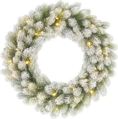 Produktbild von Black Box Trees Nagoya Weihnachtskranz mit LED-Beleuchtung und Timerfunktion - H12 x Ø60 cm - Grün