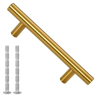 Produktbild von Möbelgriffe 10 Stück, T-Form, Griffe für Küchenschränke, Schubladengriffe, Türgriffe, Gold 64mm Edelstahl