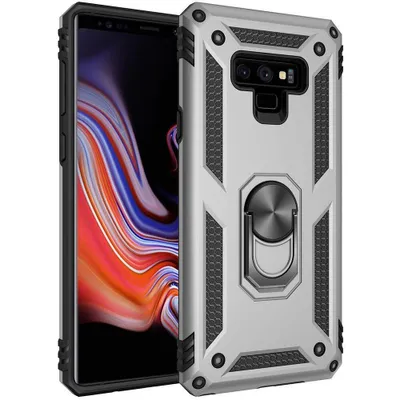 Obrázek produktu pro Galaxy Note 9 Pouzdro s Kroužkem, Dvouvrstvé Tvrdé PC TPU, Nárazuvzdorné Pouzdro s Stojánku pro Samsung Galaxy Note 9 Stříbro