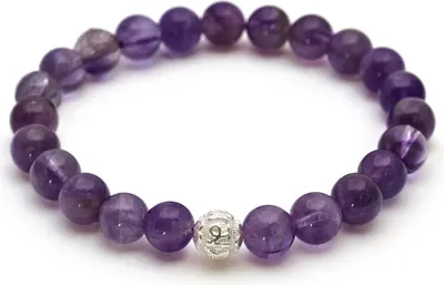 Produktbild von Amethyst Naturstein Perlen Armband mit Silberperle