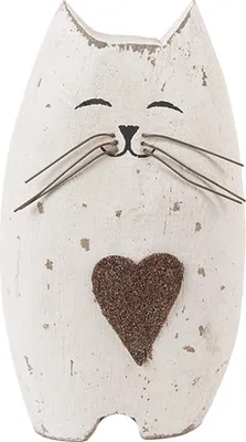 Obrázok produktu pre Clayre & Eef Dekoratívna figúrka Mačka 8x6x14 cm Bielo-hnedé drevo
