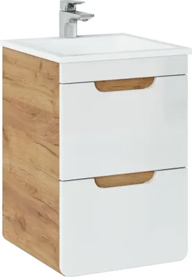 Obrázok produktu pre Kúpeľňová skrinka pod umývadlo 40 cm dub craft biela lesk