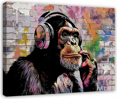 Obrázek produktu pro Obrazy na plátně Nástěnná malba Abstraktní Banksy 100x75 cm XXL Moderní obrazy na plátně Obrazy na plátně Obývací pokoj Ložnice Nástěnná dekorace