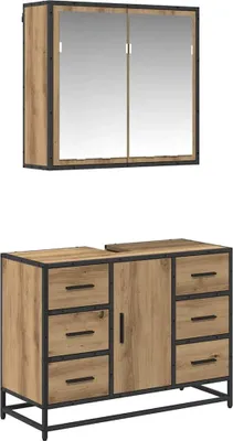 Obrázek produktu pro Sada koupelnového nábytku 2 pcs Artisanový dub kompozitní dřevo