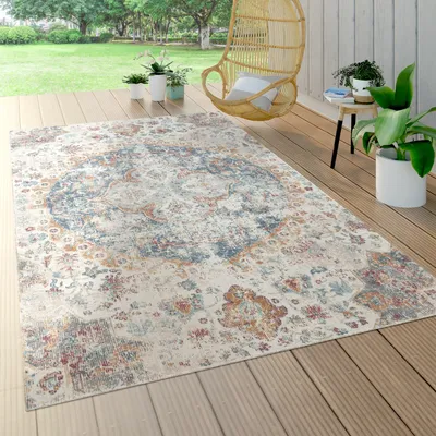 Immagine prodotto di Tappeto da esterno resistente alle intemperie Balcone Cucina Motivo orientale Vintage Beige Blu Crema Dimensioni 60x100 cm