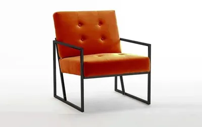 Image de Fauteuil orange Salon Meubles de luxe Pieds métalliques de haute qualité Textile Nouveau